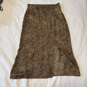 Slinky Leopard Print Midi Skirt with slit